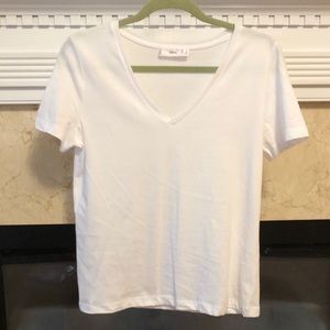 Mango white V-neck tee